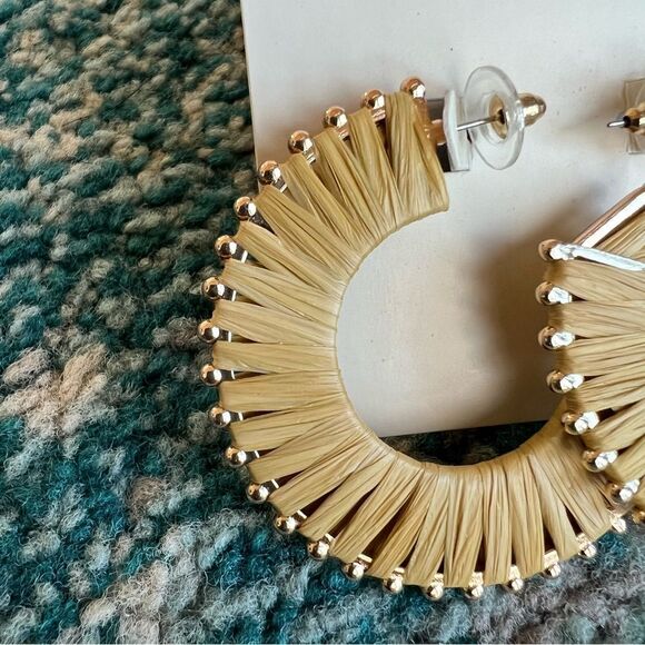 Boho Chic Woven Hoop Statement Earrings - Picture 3 of 4